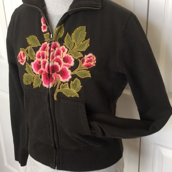 Lucky Brand Embroidered Sweatshirt Jacket Small - Picture 2 of 6